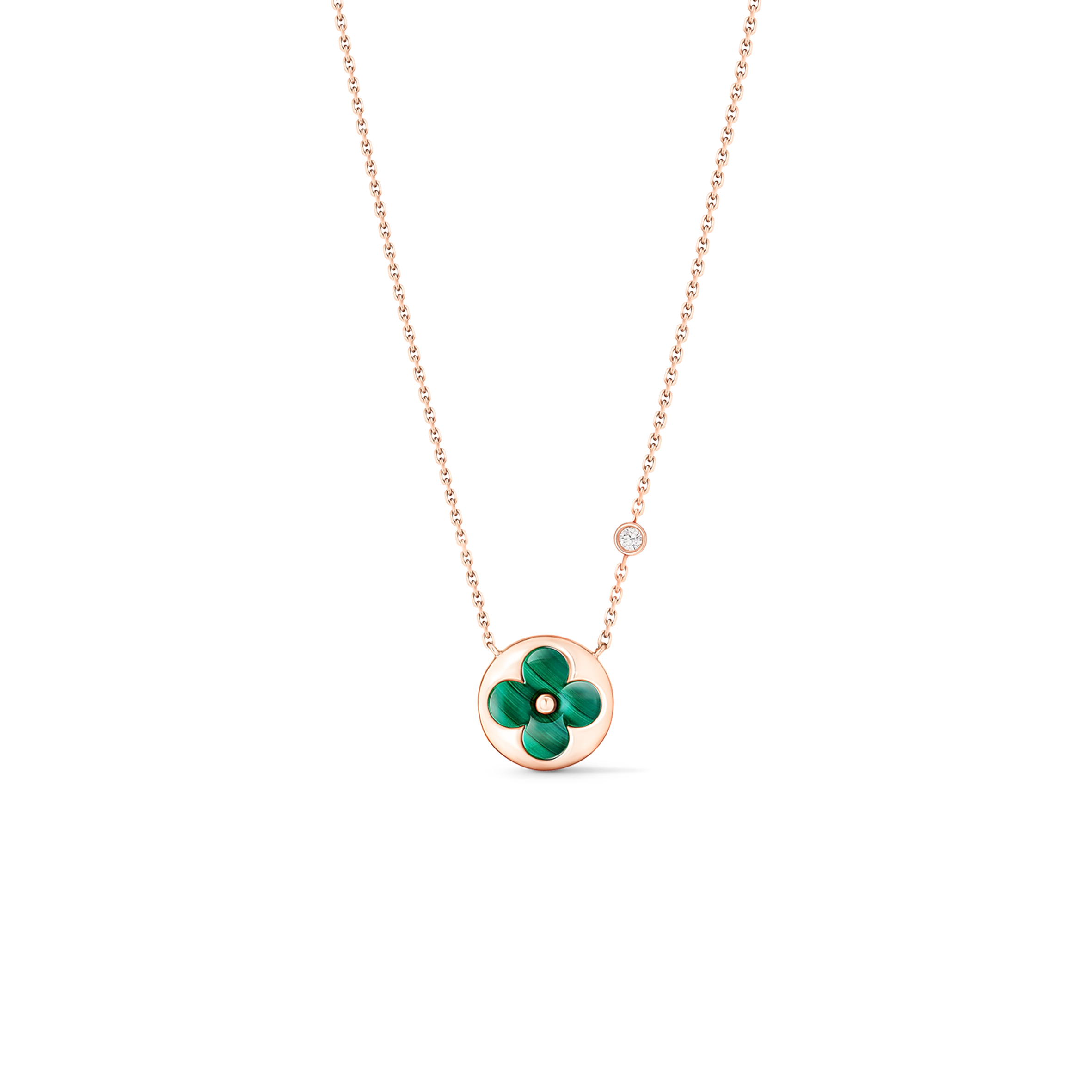 LOUIS VUITTON COLOUR BLOSSOM BB SUN PENDANT, PINK GOLD, MALACHITE AND DIAMOND Q93619